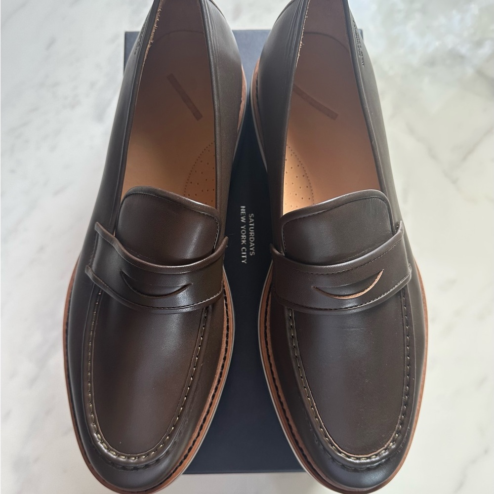 Saturdays New York City Brown Leather Loafers